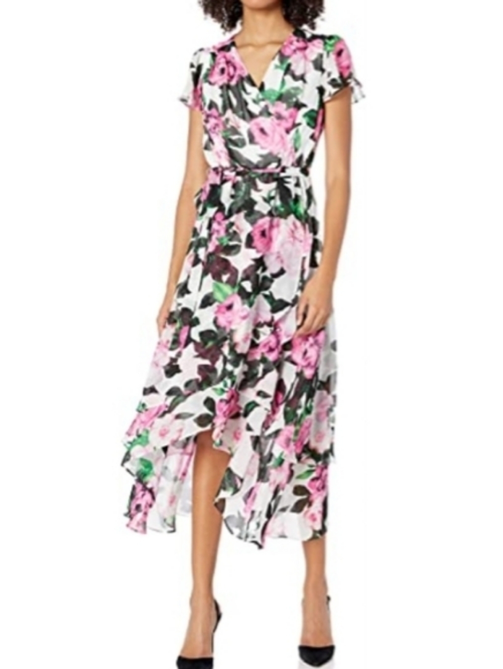 Betsey Johnson Pink Floral Wrap Dress....size:4